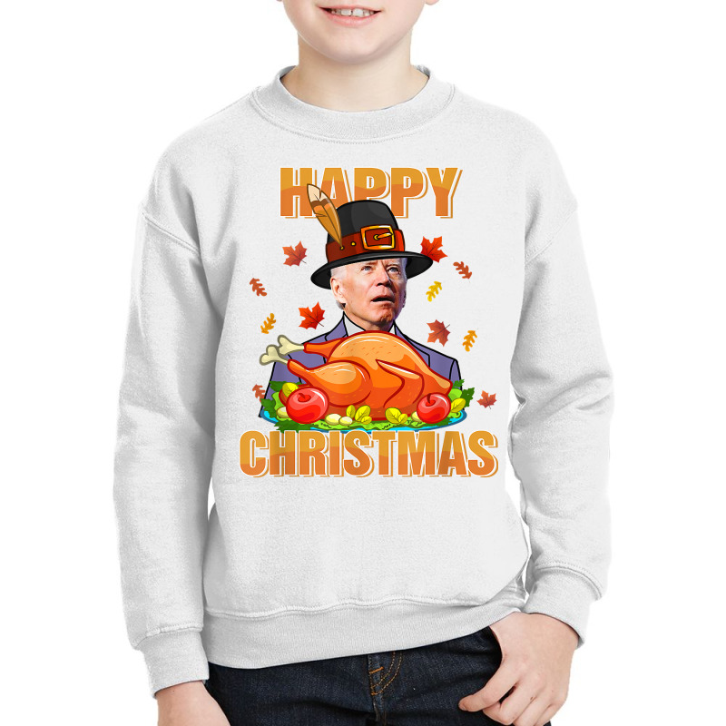 Turkey Biden Pilgrim Thanksgiving Merry Christmas Anti Biden T Shir Youth Sweatshirt | Artistshot