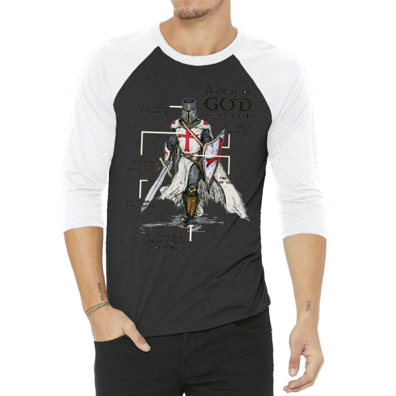 Templar Shield Cross Medieval Warrior Sword Knights Templar Armor Of G 3/4 Sleeve Shirt | Artistshot