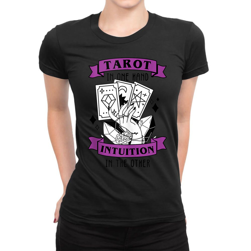 Tarot In One Hand Witch Divine Divination Fortune Tellers Tank Top Ladies Fitted T-Shirt by cm-arts | Artistshot