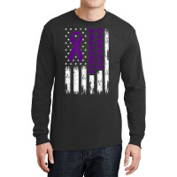 Overdose Awareness Flag Purple Ribbon Addiction Recovery Long Sleeve Shirts | Artistshot