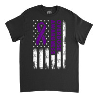 Overdose Awareness Flag Purple Ribbon Addiction Recovery Classic T-shirt | Artistshot