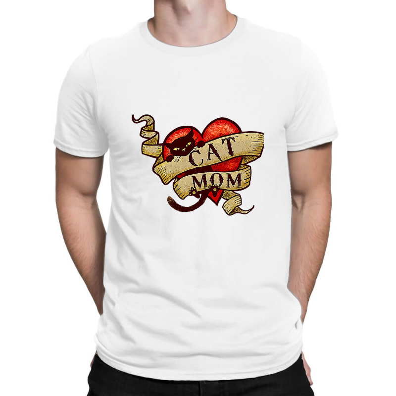 Cat Mom In Retro Heart Tattoo Style T-shirt | Artistshot