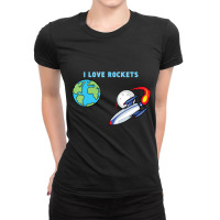 I Love Rockets (by 6 Year Old Aidan) Ladies Fitted T-shirt | Artistshot