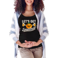 Drinking Pumpkin Lets Get Smashed Beer Lover Halloween Funny Long Slee Maternity Scoop Neck T-shirt | Artistshot