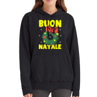 Buon Natale Italian Merry Christmas Wreath Merry Buon Natale T Shirt Vintage Hoodie | Artistshot