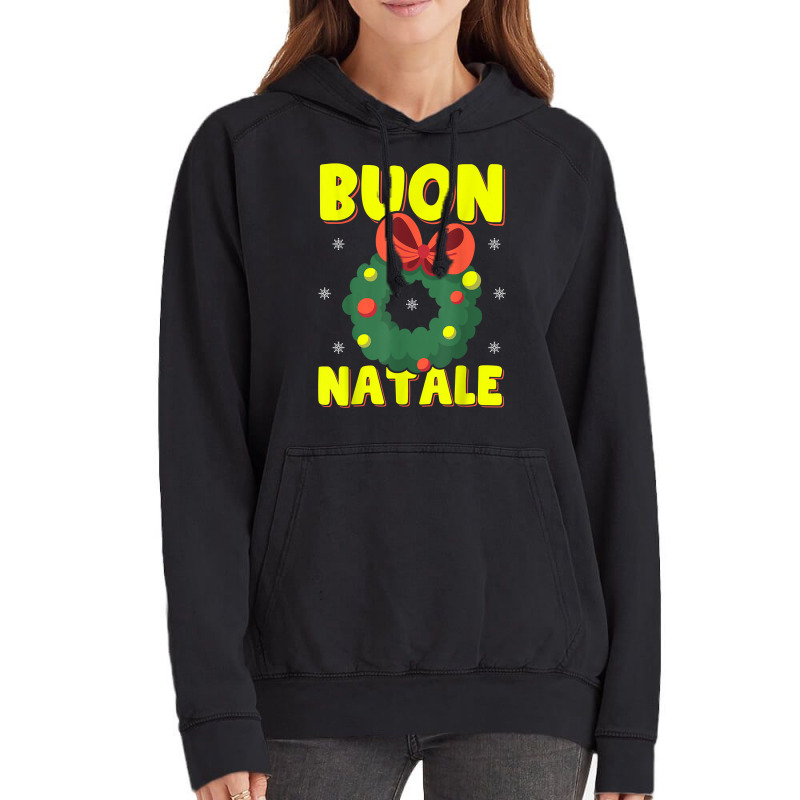 Buon Natale Italian Merry Christmas Wreath Merry Buon Natale T Shirt Vintage Hoodie by wevipaenizhu | Artistshot