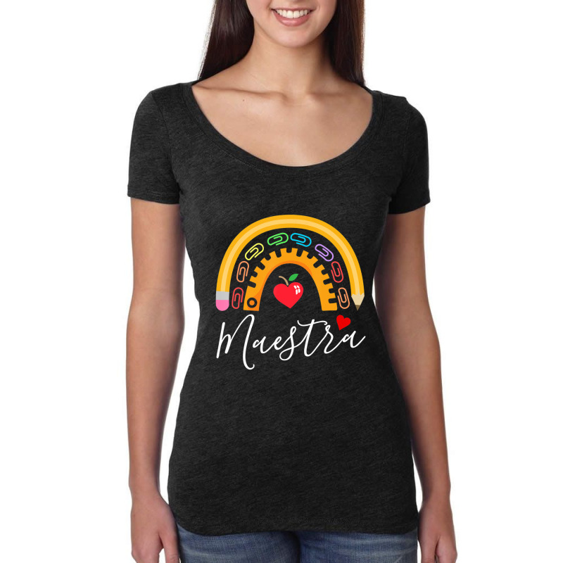 Maestra Cute Rainbow Regalos Para Maestra Bilingue Teache Women's Triblend Scoop T-shirt by kentuckykonpha9 | Artistshot