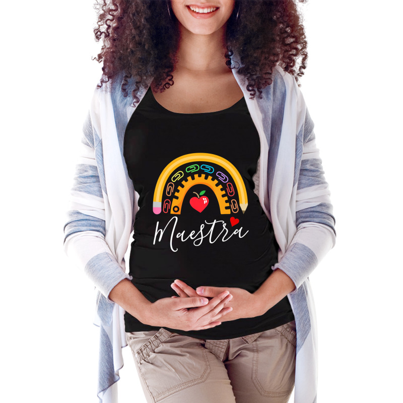 Maestra Cute Rainbow Regalos Para Maestra Bilingue Teache Maternity Scoop Neck T-shirt by kentuckykonpha9 | Artistshot