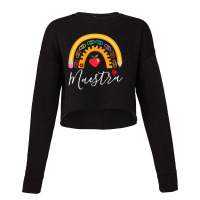 Maestra Cute Rainbow Regalos Para Maestra Bilingue Teache Cropped Sweater | Artistshot