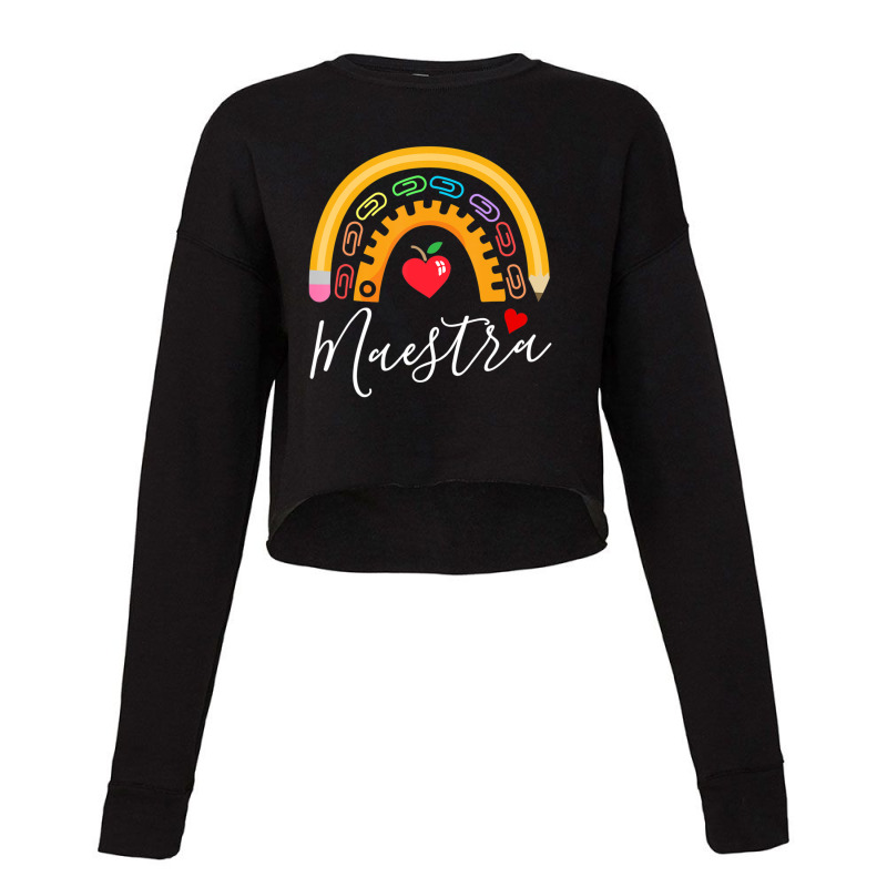 Maestra Cute Rainbow Regalos Para Maestra Bilingue Teache Cropped Sweater by kentuckykonpha9 | Artistshot