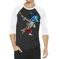 Dabbing Pirates Skeleton Eye Flap Pirate Ship Halloween T Shirt 3/4 Sleeve Shirt | Artistshot