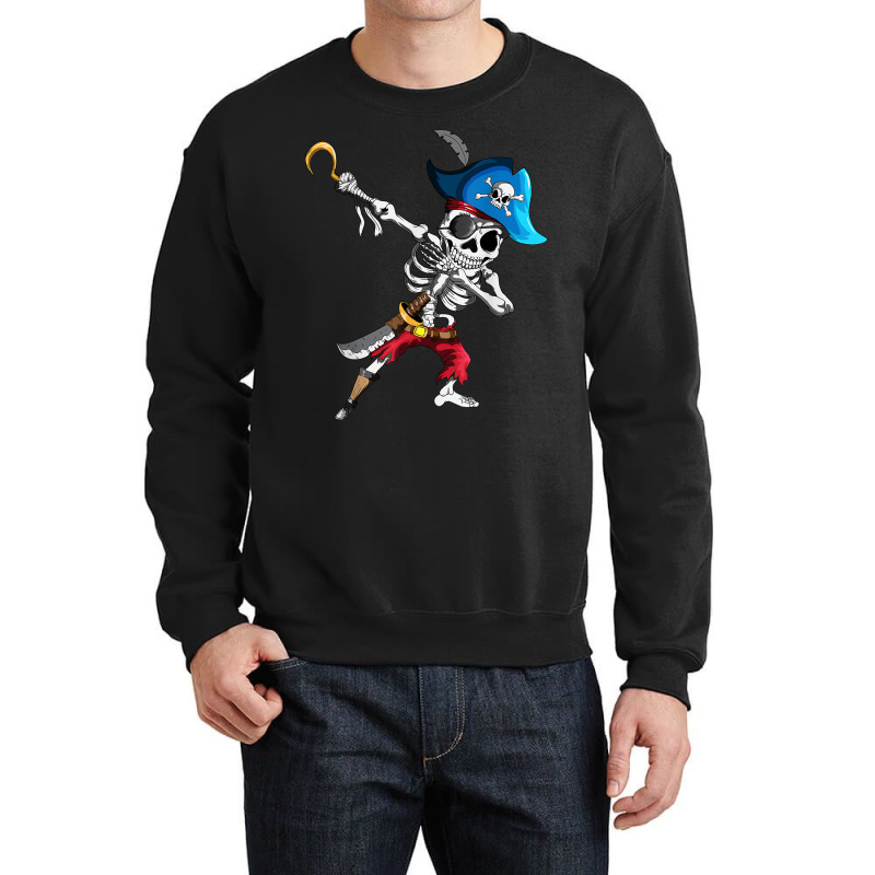 Dabbing Pirates Skeleton Eye Flap Pirate Ship Halloween T Shirt Crewneck Sweatshirt | Artistshot