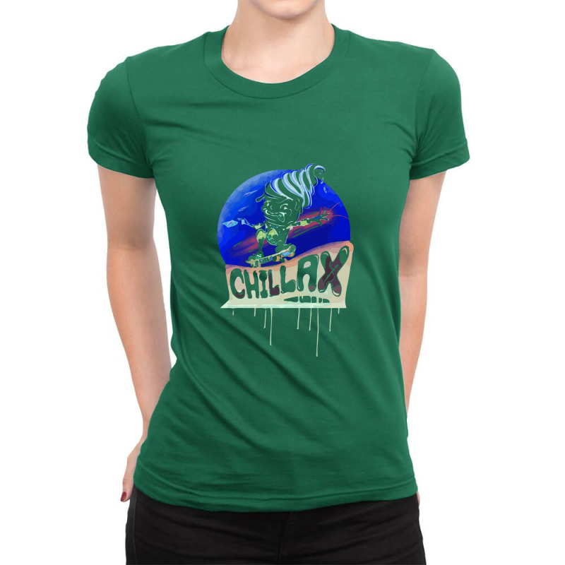 Chillax Skateboarding Summer Soft Serve Ice Cream Cone Ladies Fitted T-Shirt by danukembar | Artistshot