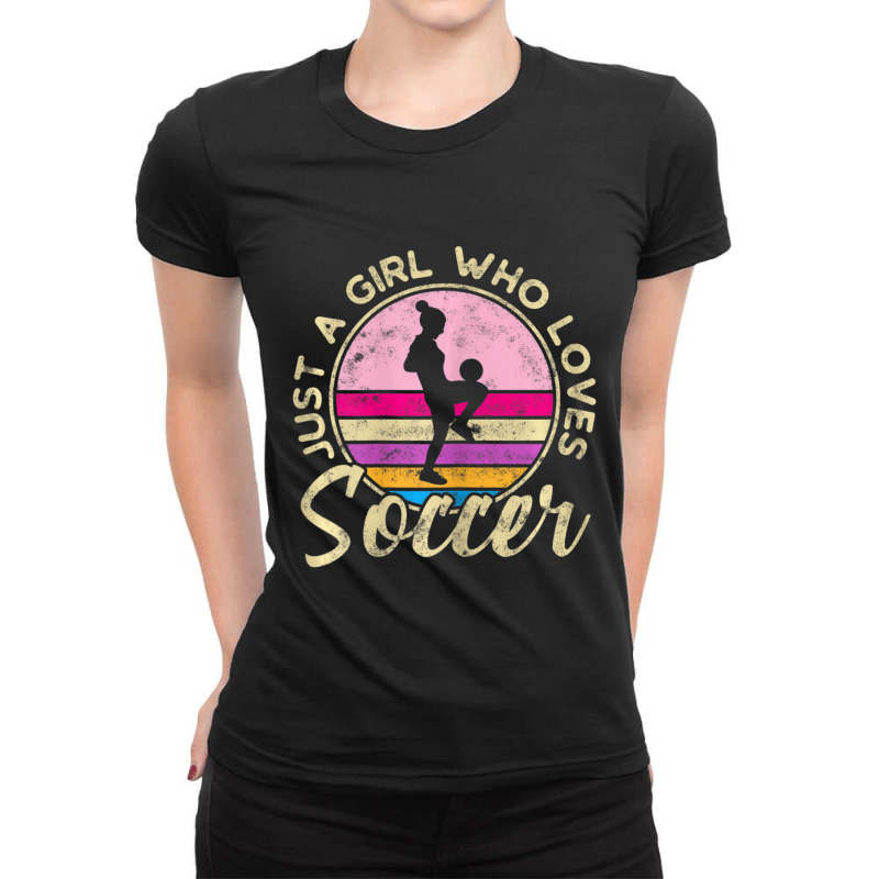 Just A Girl Who Loves Soccer Women Retro Vintage Soccer Ladies Fitted T-Shirt by Kemriban527 | Artistshot