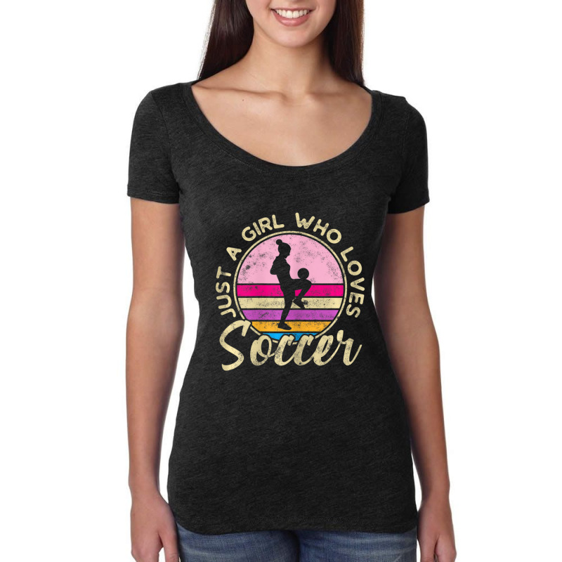 Just A Girl Who Loves Soccer Women Retro Vintage Soccer Women's Triblend Scoop T-shirt by Kemriban527 | Artistshot