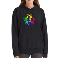 Awareness Sign Language Hand Puzzle Support Vintage Hoodie | Artistshot