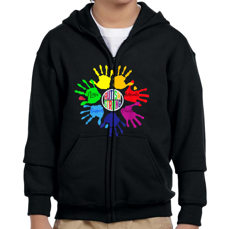 Awareness Sign Language Hand Puzzle Support Youth Zipper Hoodie by nandhinidi | Artistshot