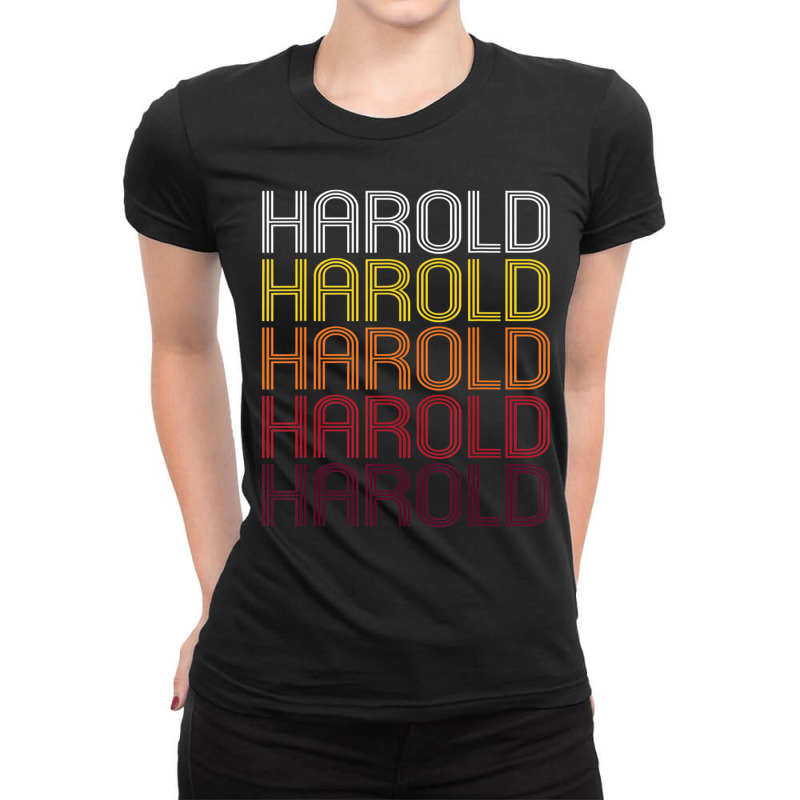 Harold Retro Wordmark Pattern Vintage Style Ladies Fitted T-Shirt by Sheppard Karena | Artistshot