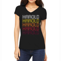 Harold Retro Wordmark Pattern Vintage Style Women's V-neck T-shirt | Artistshot