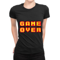 Womens Game Over Vintage Retro Video Games Gaming Gift Arcade V Neck T Ladies Fitted T-shirt | Artistshot