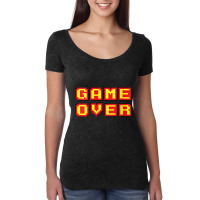 Womens Game Over Vintage Retro Video Games Gaming Gift Arcade V Neck T Women's Triblend Scoop T-shirt | Artistshot