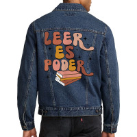 Leer Es Poder Groovy Spanish Teacher Bilingual Maestra T Shirt Men Denim Jacket | Artistshot