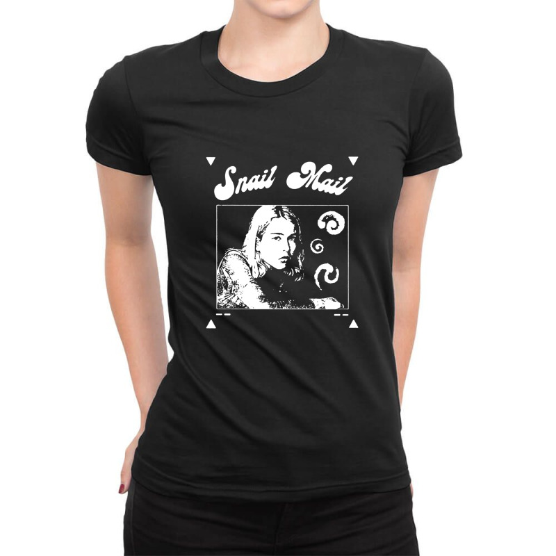 White Line Snail Mail Ladies Fitted T-Shirt by KristyMelton | Artistshot