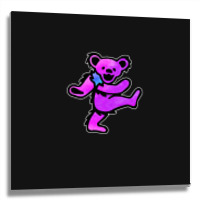 Pink Grateful Dancing Hippie Classic Rock Dead Bear Metal Print Square | Artistshot