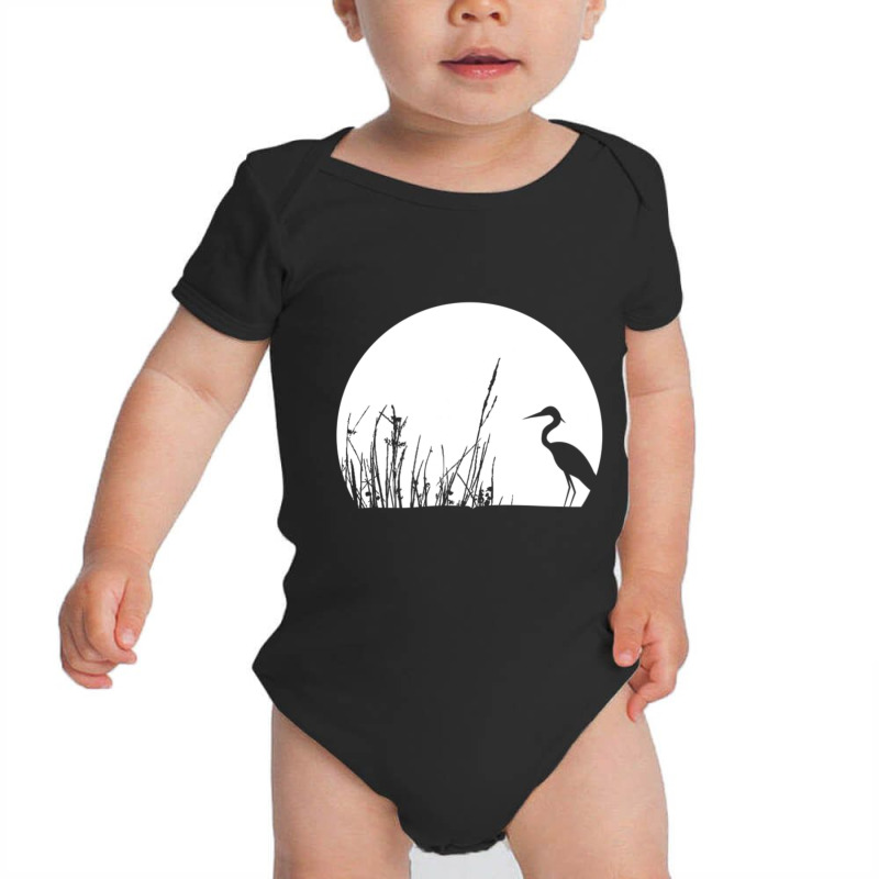 Heron In The Reeds Zen Mood Nature Lovers Baby Bodysuit | Artistshot