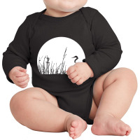 Heron In The Reeds Zen Mood Nature Lovers Long Sleeve Baby Bodysuit | Artistshot