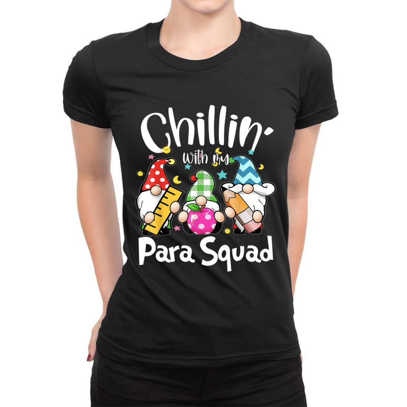 Paraprofessional Para Squad Chillin Gnomes Christmas Teacher Ladies Fitted T-Shirt by cm-arts | Artistshot