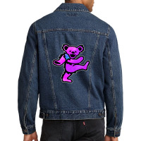 Pink Grateful Dancing Hippie Classic Rock Dead Bear Men Denim Jacket | Artistshot