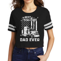 Best Truckin Dad Ever American Flag Father's Day T Shirt Scorecard Crop Tee | Artistshot