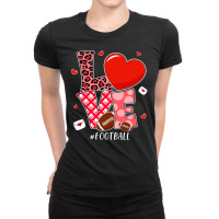 American Football Cute Valentines Day Couple Hearts Football Sports Lo Ladies Fitted T-shirt | Artistshot