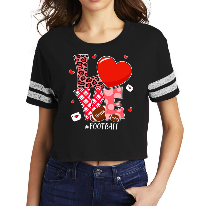 American Football Cute Valentines Day Couple Hearts Football Sports Lo Scorecard Crop Tee by coolquirrell | Artistshot