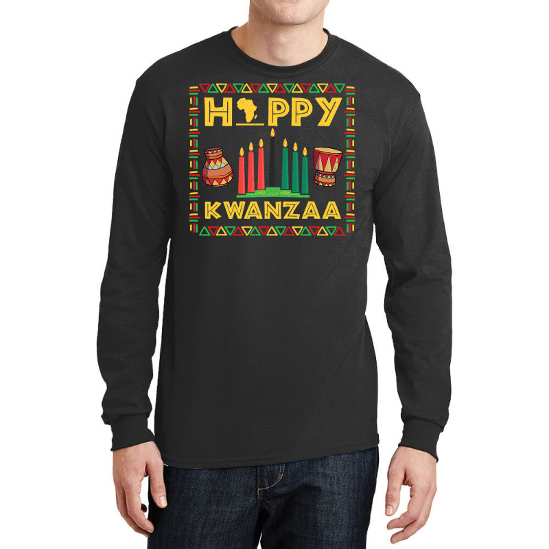 Happy Kwanzaa Kinara Candles Principles African American T Shirt Long Sleeve Shirts by MleczynskiShae | Artistshot