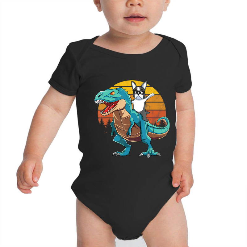 Boson Errier Dog Riding Dinosaur Rex Boys Baby Bodysuit by Konlasa6638 | Artistshot