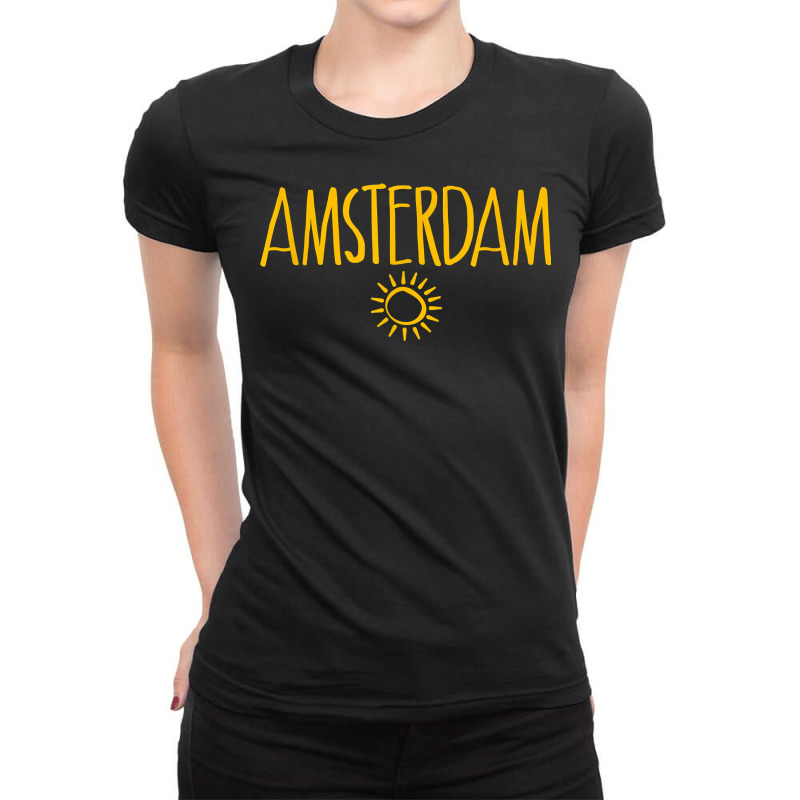 Amsterdam Drawing Of Sun Amber Print T Shirt Ladies Fitted T-Shirt by cm-arts | Artistshot