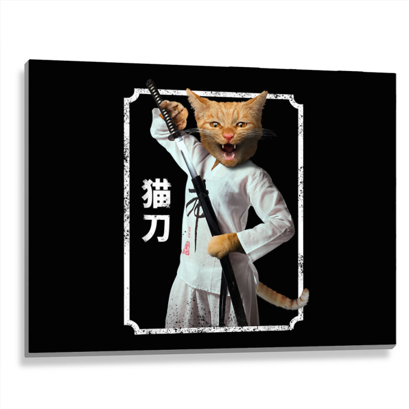 Ninja Cat , Samurai Funny Cat , Japanese Style T Shirt Metal Print Horizontal | Artistshot