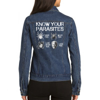 Know Your Parasites Tick Biden (on Back) T Shirt Ladies Denim Jacket | Artistshot