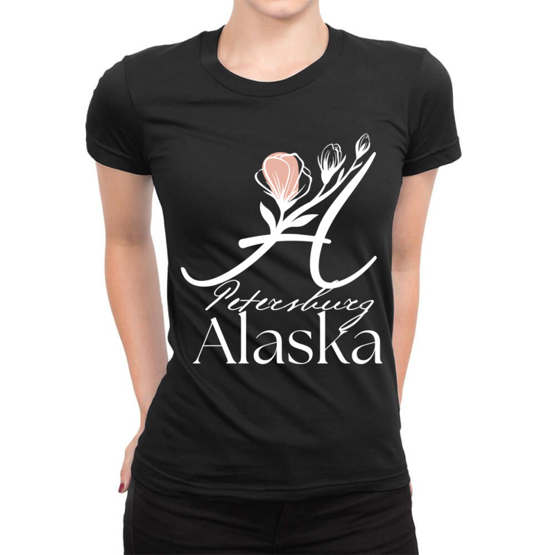 Proud Lady Petersburg Alaska Women Rose Home Sweet Home Long Sleeve T Ladies Fitted T-Shirt by cm-arts | Artistshot