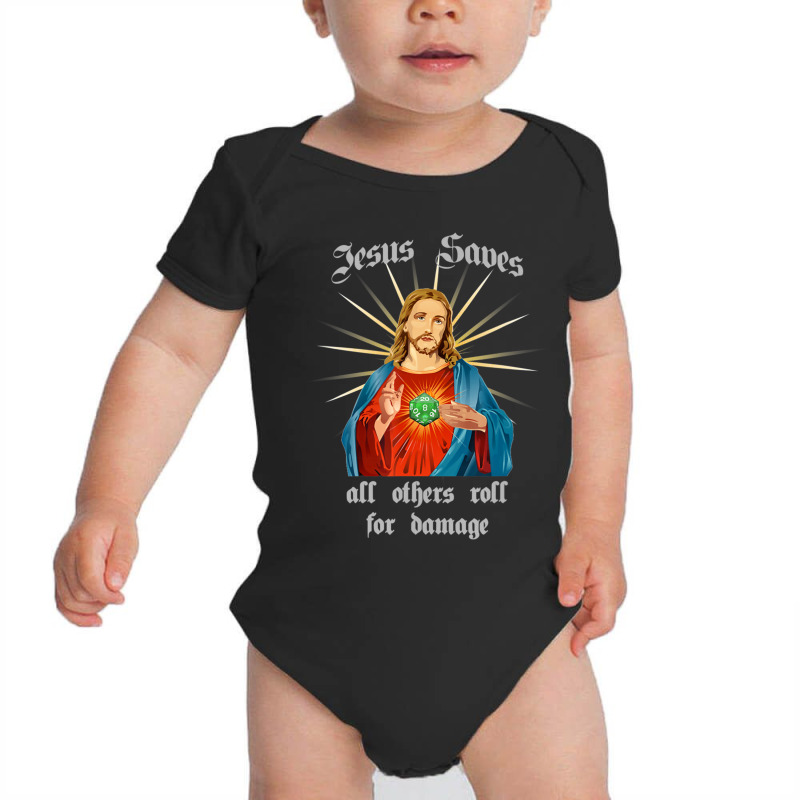 Jesus Saves All Others Roll For Damage D20 Rpg Retro Baby Bodysuit by thangdinhsinhelf | Artistshot