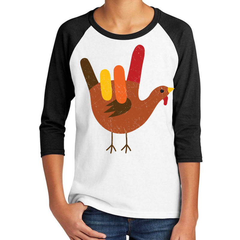 American Sign Language I Love You Thanksgiving Turkey Long Sleeve T Sh Youth 3/4 Sleeve by cm-arts | Artistshot