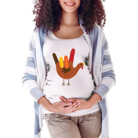 American Sign Language I Love You Thanksgiving Turkey Long Sleeve T Sh Maternity Scoop Neck T-shirt | Artistshot