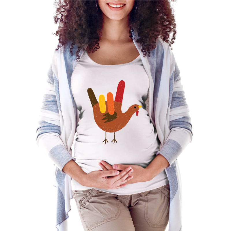 American Sign Language I Love You Thanksgiving Turkey Long Sleeve T Sh Maternity Scoop Neck T-shirt by cm-arts | Artistshot