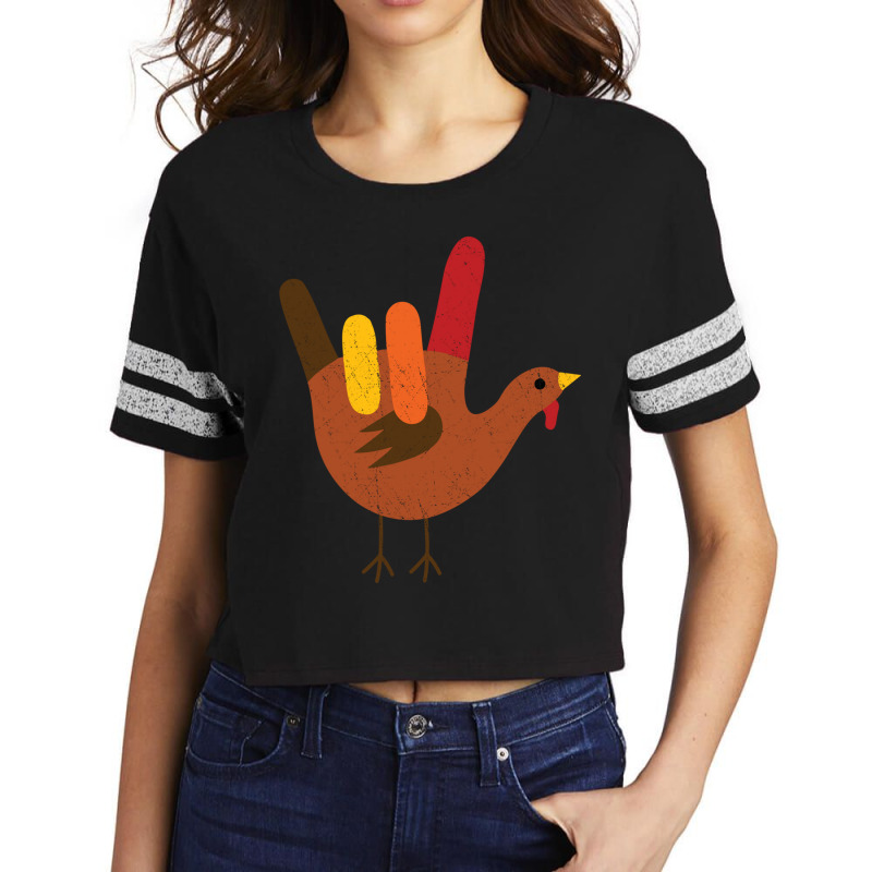 American Sign Language I Love You Thanksgiving Turkey Long Sleeve T Sh Scorecard Crop Tee by cm-arts | Artistshot