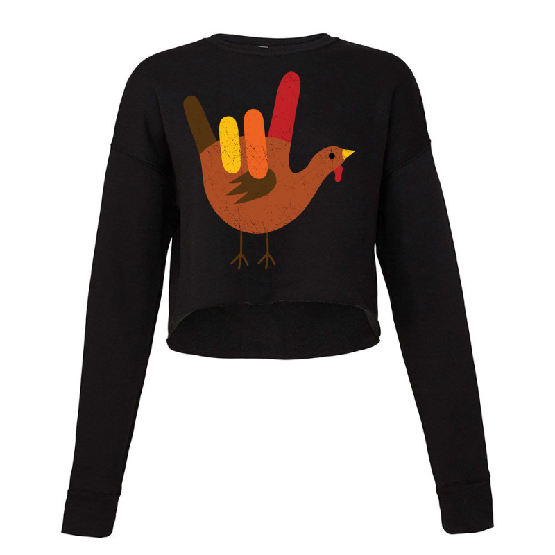 American Sign Language I Love You Thanksgiving Turkey Long Sleeve T Sh Cropped Sweater by cm-arts | Artistshot