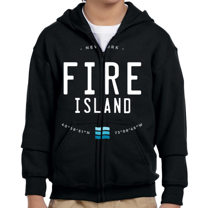 Fire Island New York Beach Waves Gift T Shirt Youth Zipper Hoodie by cm-arts | Artistshot