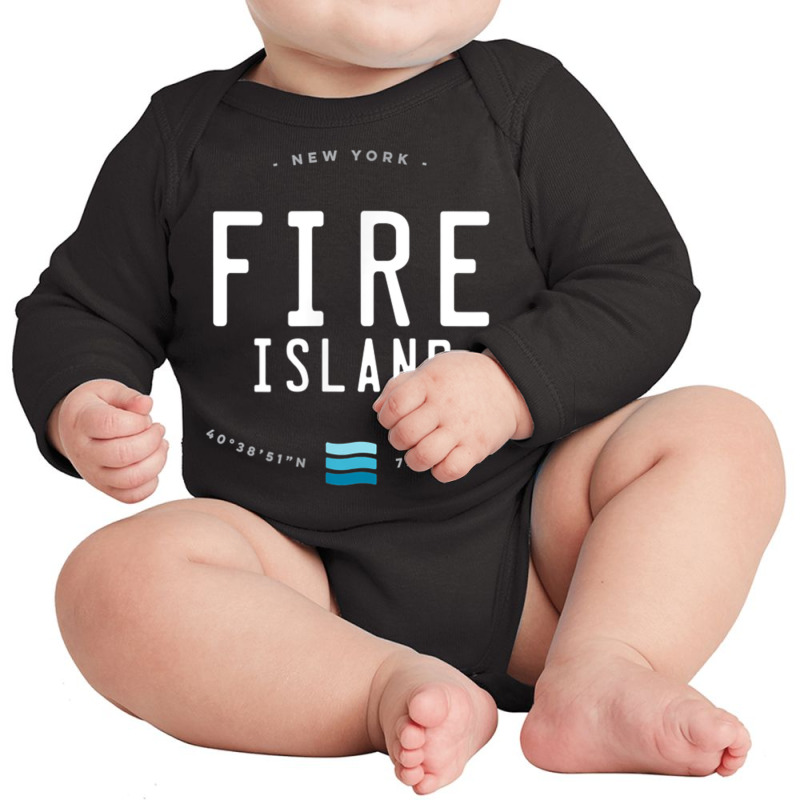 Fire Island New York Beach Waves Gift T Shirt Long Sleeve Baby Bodysuit by cm-arts | Artistshot