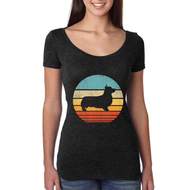 Corgi Retro Vintage 60s 70s Sunset Dog Lovers Men Women Women's Triblend Scoop T-shirt by Konlasa6638 | Artistshot